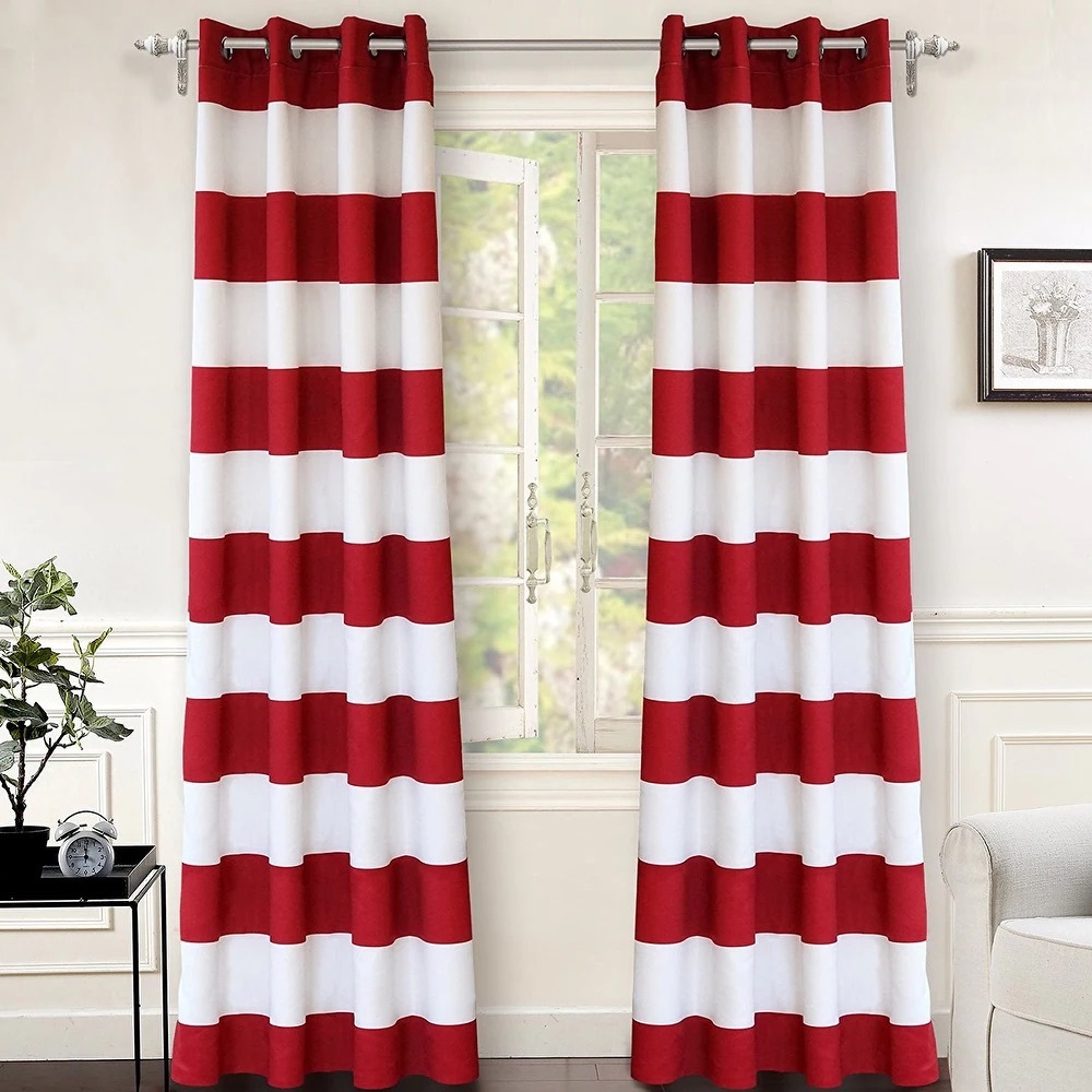 White Curtain with Red Trim